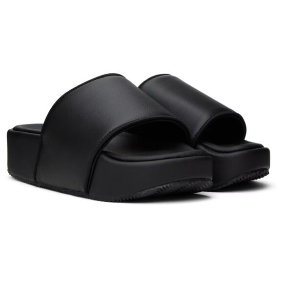 Y-3 - Men's Black Cushioned Black Platform Slides - Picture 4 of 6